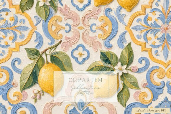 Download Lemon Tile Damask Sublimation Pattern - Mask Collection