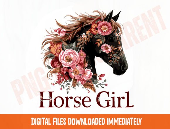 Download Horse Girl Floral Design Png, Colorful - Floral Collection