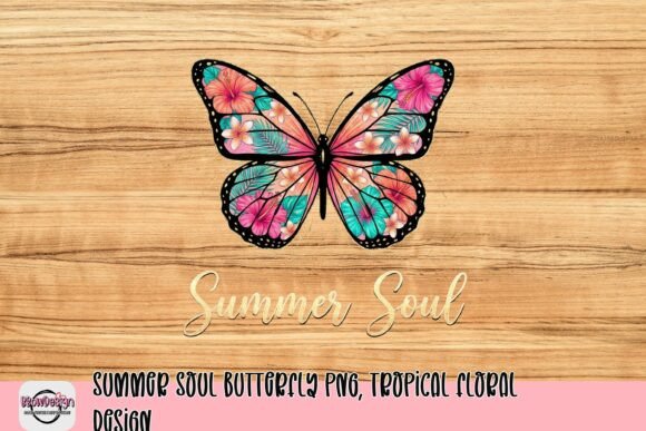 Download Summer Soul Butterfly PNG, Tropical Floral Design - Floral Collection