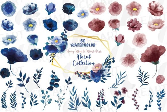 Download Dark Indigo and Blush Pink Flower Design - Lush Collection